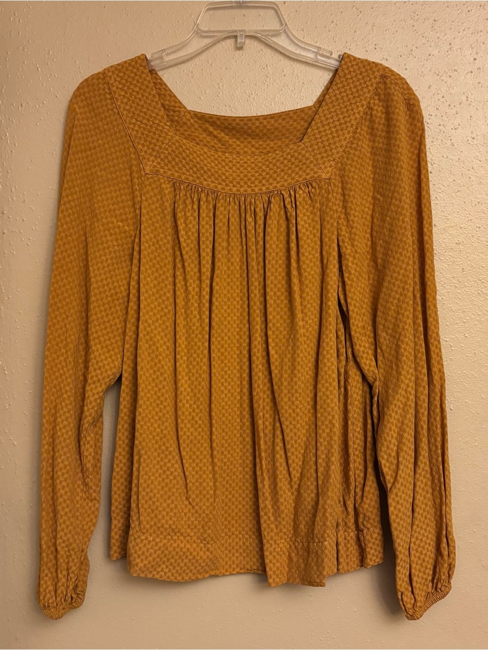 Mustard Yellow Long-Sleeve Peasant Blouse